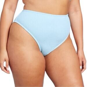 Wild Fable 3x Pucker Textured High Leg Cheeky Bikini Bottom Blue Plus Size NEW